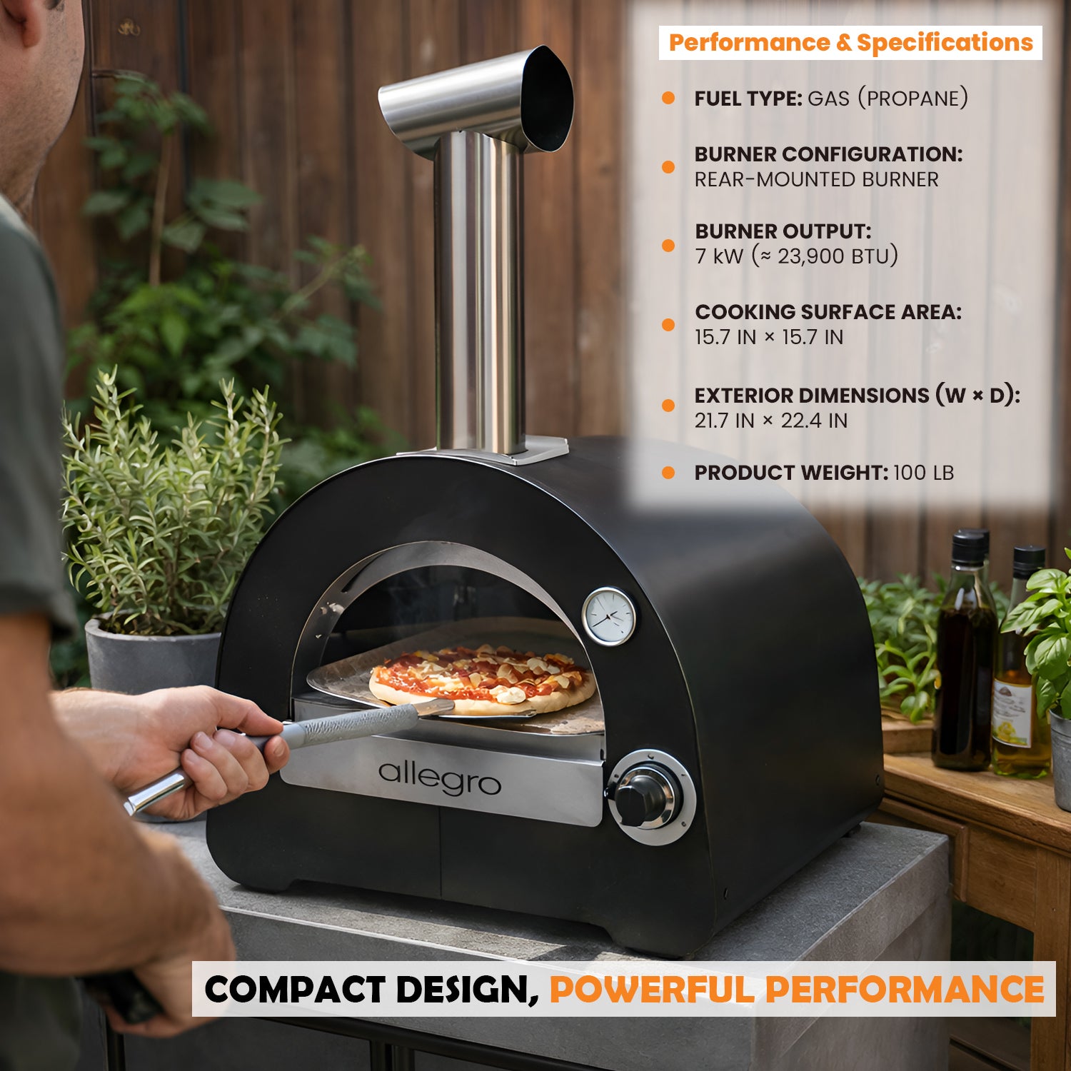 KZ056 L'artigiana アルティジャーナ　イタリア製　スライドデスク Allegro Compact Gas Pizza Oven | ItaliaForno – Italia Forno